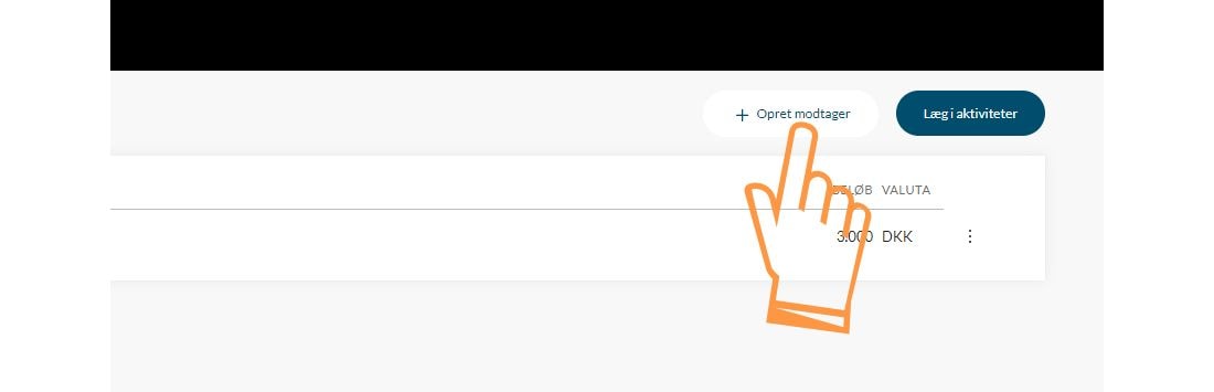 screenshot af hvor du finder opretmodtager knappen i netbanken
